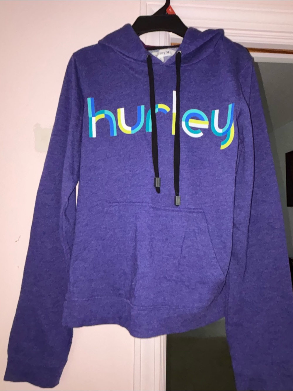 Hurley Purple Hooded Pullover with Multicolor Logo